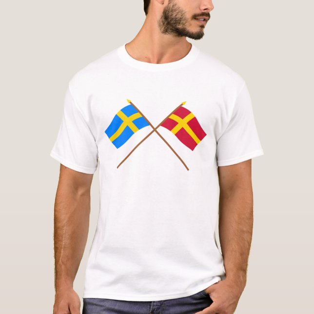 Camiseta Bandeiras do landskap cruzado da suecia e do (Frente)