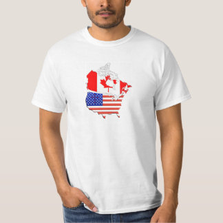 Camiseta Bandeiras do mapa de CANADÁ EUA