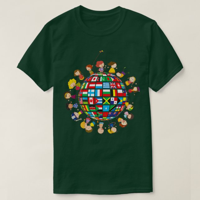 Camiseta Bandeiras do Mundo com Crianças (Frente do Design)