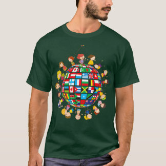 Camiseta Bandeiras do Mundo com Crianças