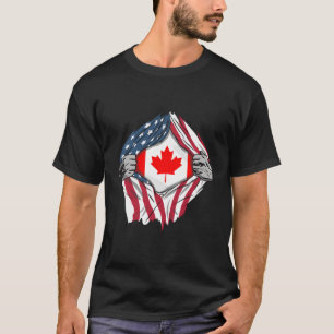 Camiseta Bandeiras do País Dentro de Sangue Canadense