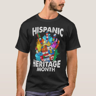 Camiseta Bandeiras do País do Mês do Patrimônio Hispâni