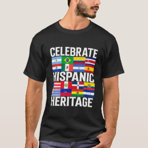 Camiseta Bandeiras do País Latino Celebram Patrimônio Hispâ