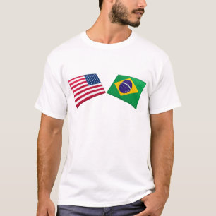 Camiseta Bandeiras dos E.U. & do Brasil