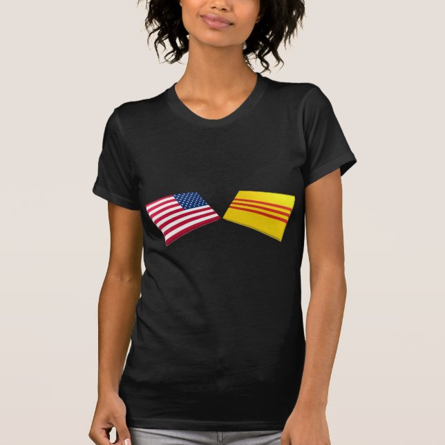 Camiseta Bandeiras dos E.U. & do Vietnam (Vietnam sul) (Frente)