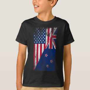 Camiseta Bandeiras dos EUA e da Nova Zelândia - EUA Kiwi da