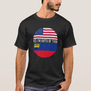 Camiseta Bandeiras dos EUA e Liechtenstein Sim, Eu Sou as D