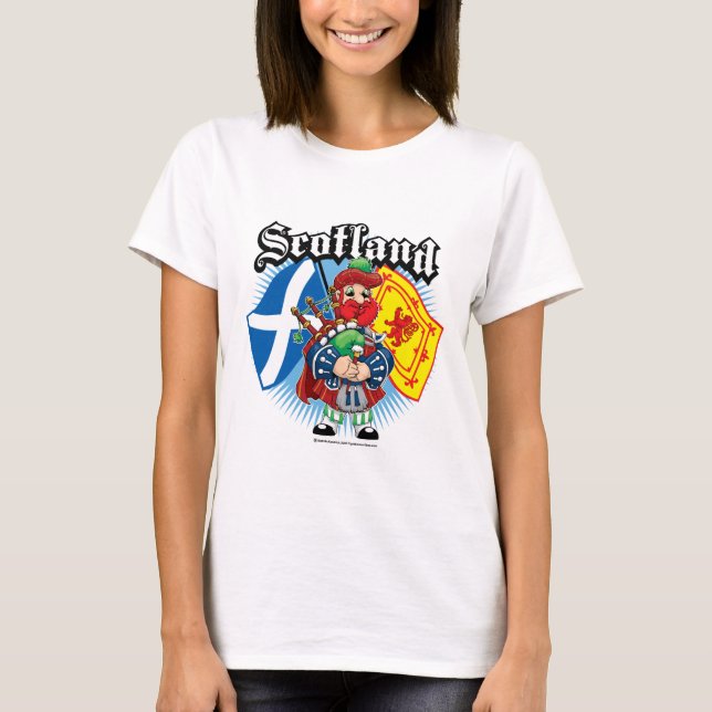 Camiseta Bandeiras e gaiteiro de Scotland (Frente)
