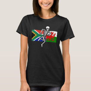 Camiseta Bandeiras e ossos do apoiante do Rugby SA e Wales