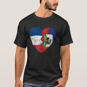 Camiseta Bandeiras Haitianas Francesas Coração França Haiti