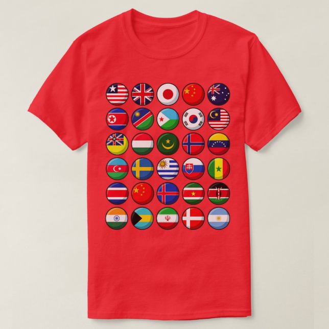 Camiseta Bandeiras Internacionais do Circ. Mundo dos 30 Paí (Frente do Design)