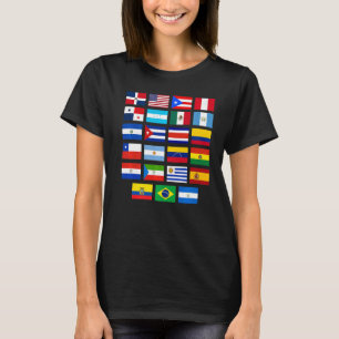 Camiseta Bandeiras latino-americanas hispânicas Patrimônio