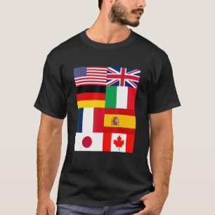 Camiseta Bandeiras Legais do Mundo Ilustração Desenho Gráf