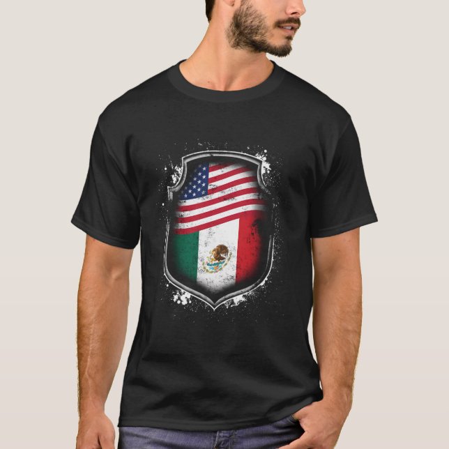 Camiseta Bandeiras Mexicanas-Americanas Do México E Da Amér (Frente)