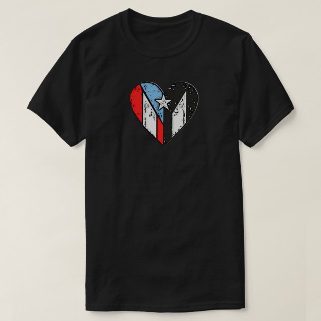 Camiseta Bandeiras porto-riquenhas | Boricua Heart, Porto R (Frente do Design)