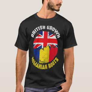 Camiseta Bandeiras Vintage de Raízes Romenas Cultivadas Bri