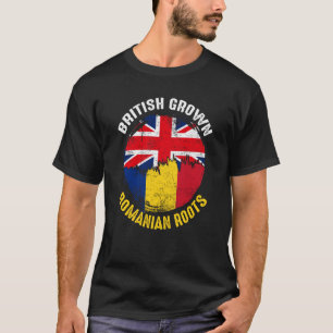 Camiseta Bandeiras Vintage de Raízes Romenas Cultivadas Bri