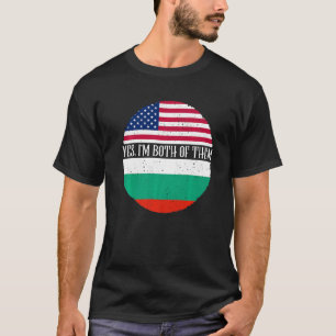 Camiseta Bandeiras Vintage dos EUA e Bulgária Sim, Eu Sou A