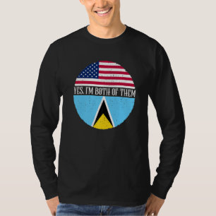 Camiseta Bandeiras Vintage dos EUA e de Santa Lúcia Sim, so