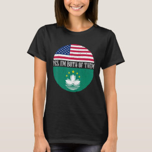 Camiseta Bandeiras Vintage dos EUA e Macau Sim, eu sou ambo