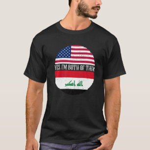 Camiseta Bandeiras Vintage EUA E Iraque Sim, Eu Sou Ambos