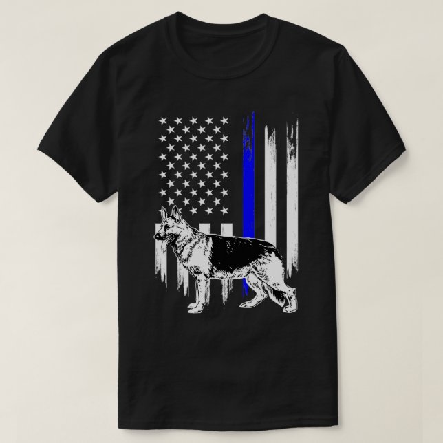 Camiseta Bandeja azul fina Sinalizador K9 German shepherd P (Frente do Design)