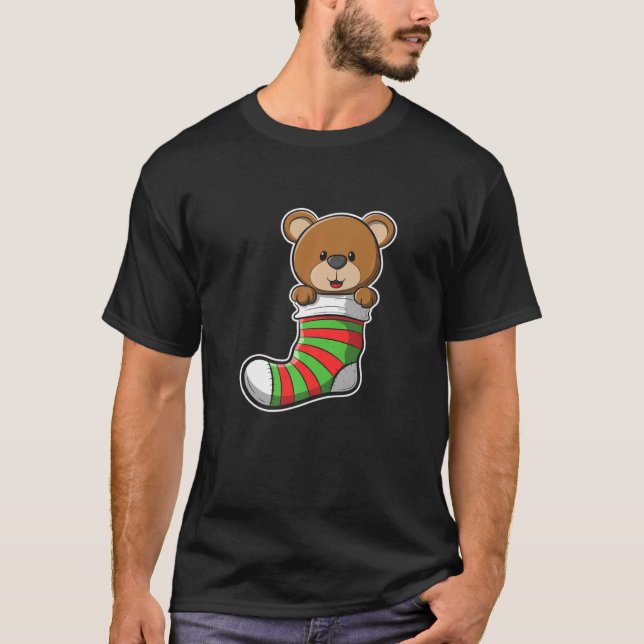 Camiseta Bandeja de Natal com Imagem de Urso Dentro (Frente)