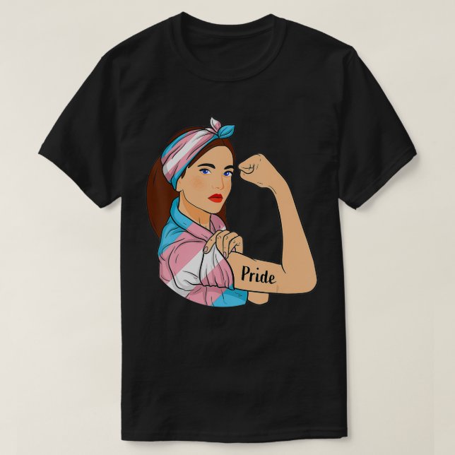Camiseta Bandeja de Sinalizador de Transgênero do Orgulho L (Frente do Design)