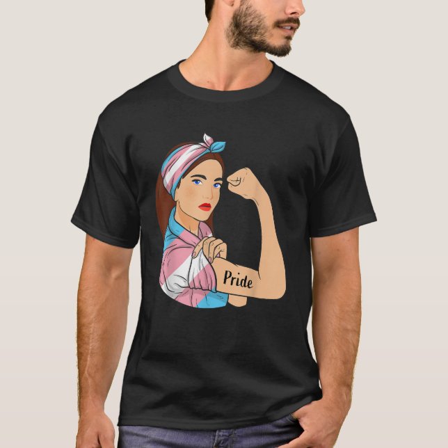 Camiseta Bandeja de Sinalizador de Transgênero do Orgulho L (Frente)