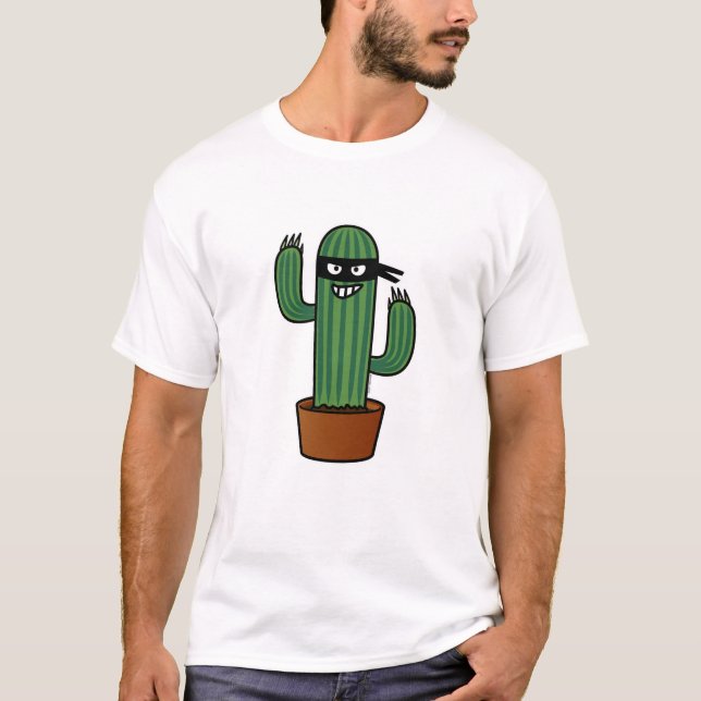 Camiseta Bandido sneaky mascarado ninja do bandido do cacto (Frente)