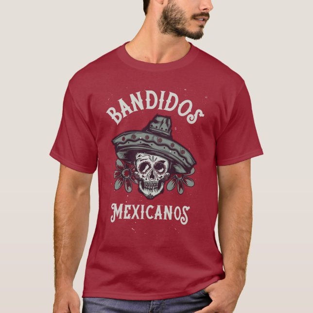 Camiseta Bandidos Mexicanos Maroon T-Shirt (Frente)