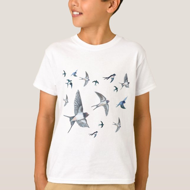 Camiseta Bando de aves de engomar voando (Frente)