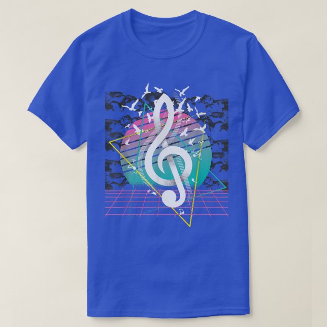 Camiseta Bando Musical De Pássaros Com Limpo Treble Dos Ano (Frente do Design)