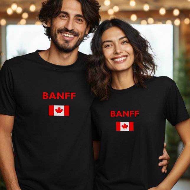 Camiseta Banff Canada Flag Dark Color (Criador carregado)