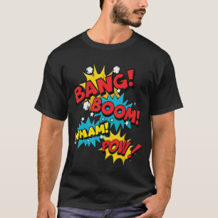 Camiseta Bang Boom Pow Wham Bolhas de Histórias em Quadrinh