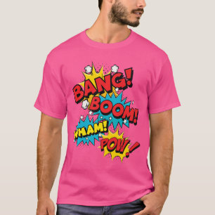 Camiseta Bang Boom Pow Wham Bolhas de Quadrinhos Premiumrib