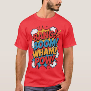 Camiseta Bang Boom Wham Pow Efeitos Sonoros de Quadrinhos A