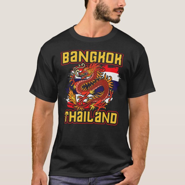 Camiseta Bangkok Thai Flag Asia Dragon Thailand (Frente)