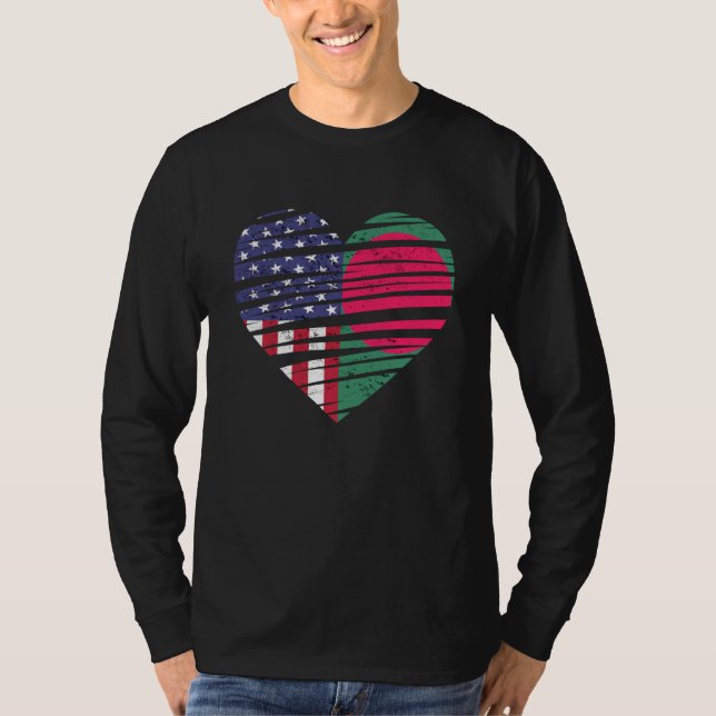 Camiseta Bangladesh American Grown Heart USA Patriot Herita (Frente)