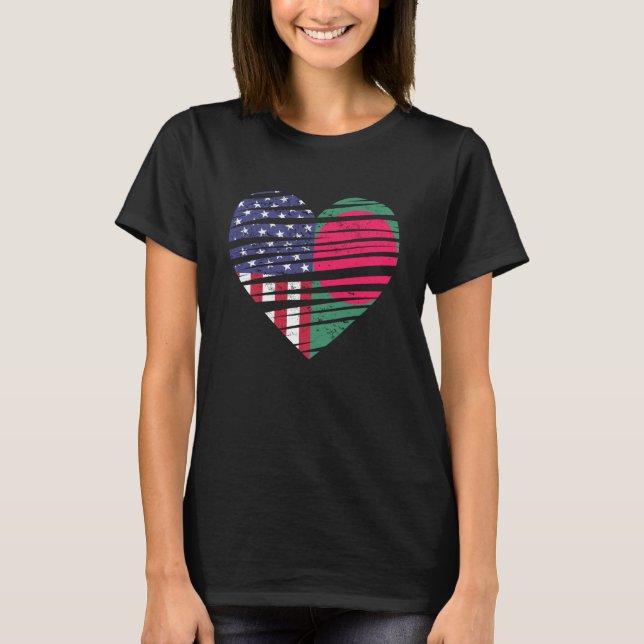 Camiseta Bangladesh American Grown Heart USA Patriot Herita (Frente)