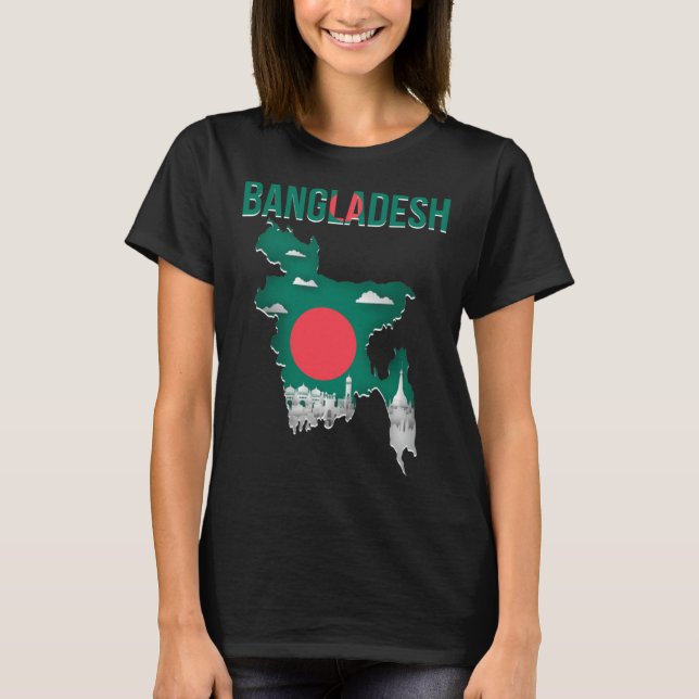 Camiseta Bangladeshi  Bangladesh Country Map Flag (Frente)