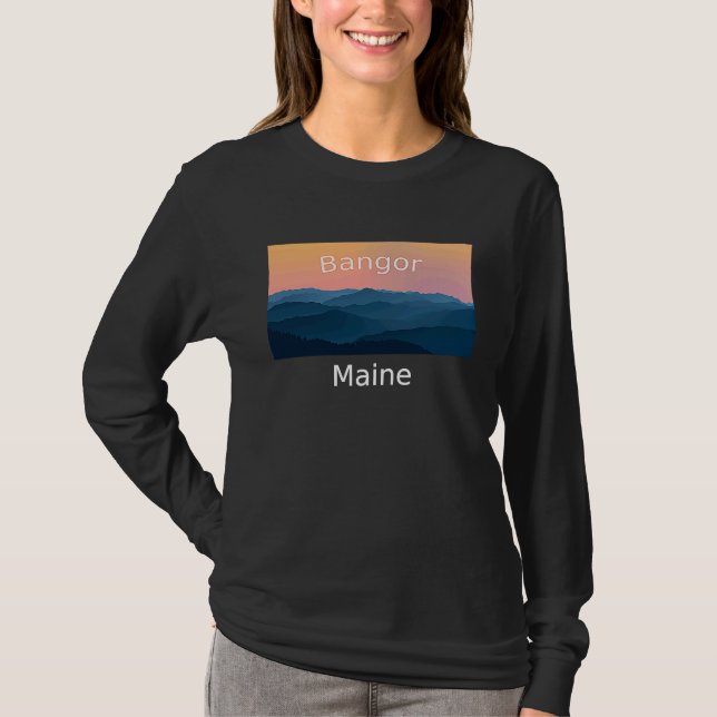 Camiseta Bangor Maine Mountain sunset hometown (Frente)