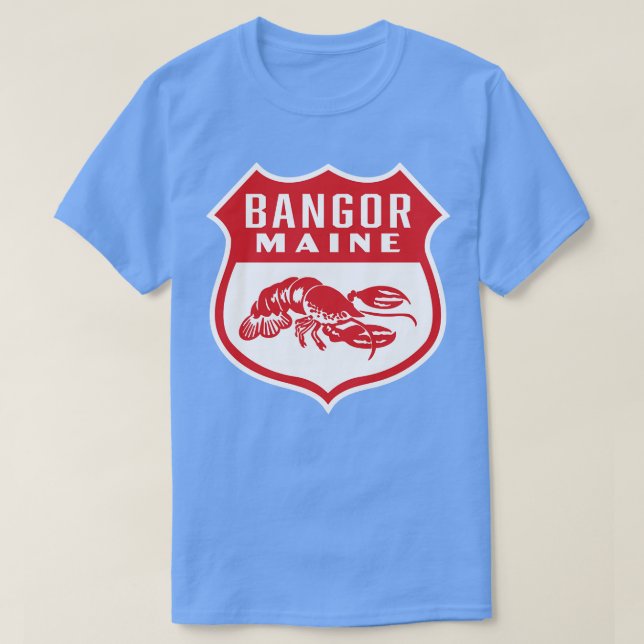 Camiseta Bangor Maine Retro Shield Red (Frente do Design)