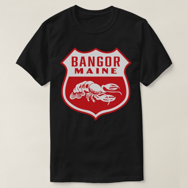 Camiseta Bangor Maine Retro Shield White (Frente do Design)