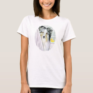 Camiseta Banho azul de Merle Sheltie