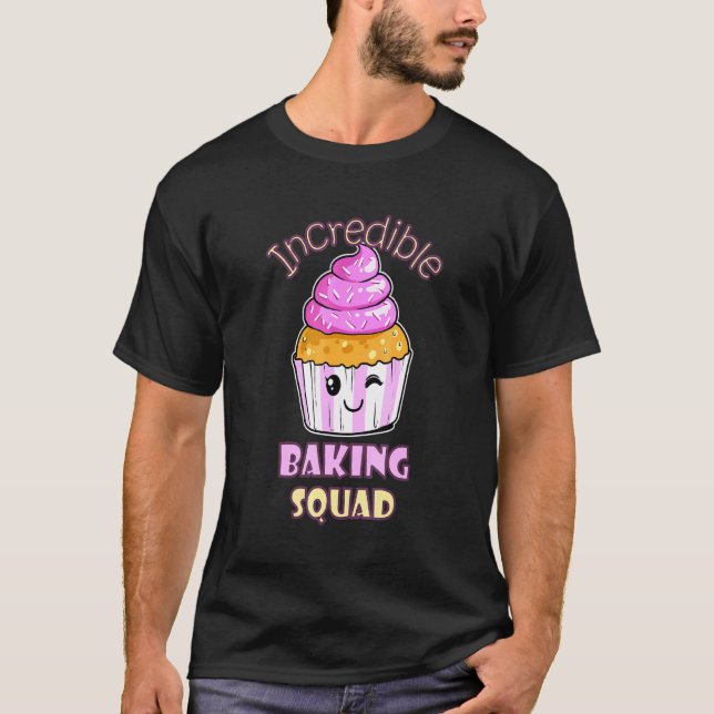 Camiseta Banho de Cupcake de Muffin de Baking Squad (Frente)