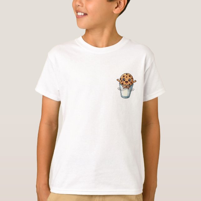 Camiseta Banho de Leite com Biscoitos Kawaii Diversão para  (Frente)