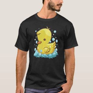 Camiseta Banho de Pássaros de Pato Amarelo Fofo Natação Pat