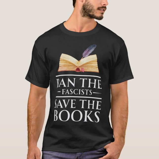 Camiseta Banir Os Fascistas Salvem O Nerd Do Verme Do Livro (Frente)