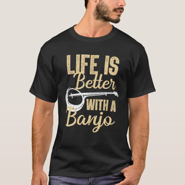 Camiseta Banjo Bonito Para Homens Bluegrass Country Music B (Frente)